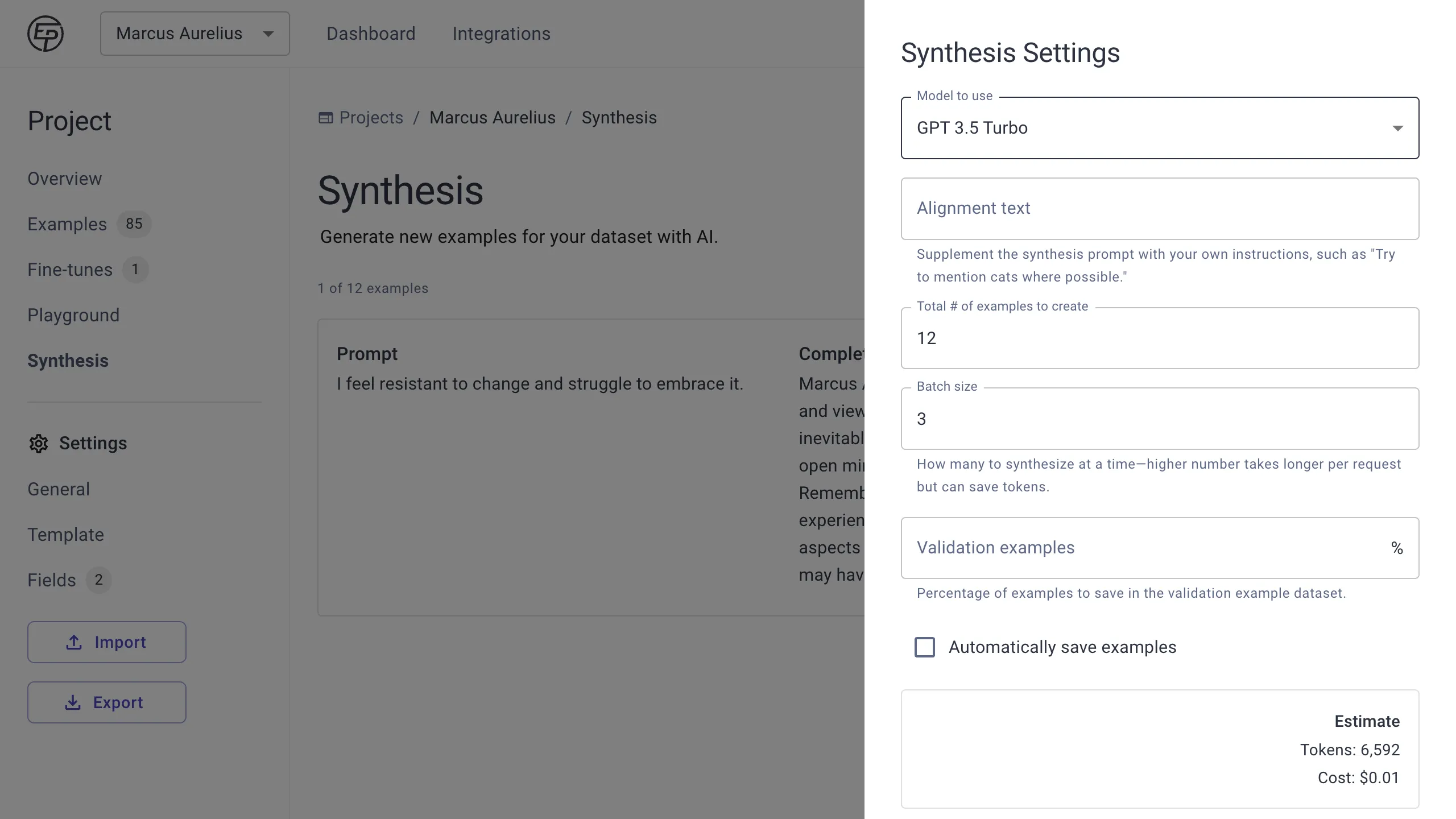 Synthesis Settings